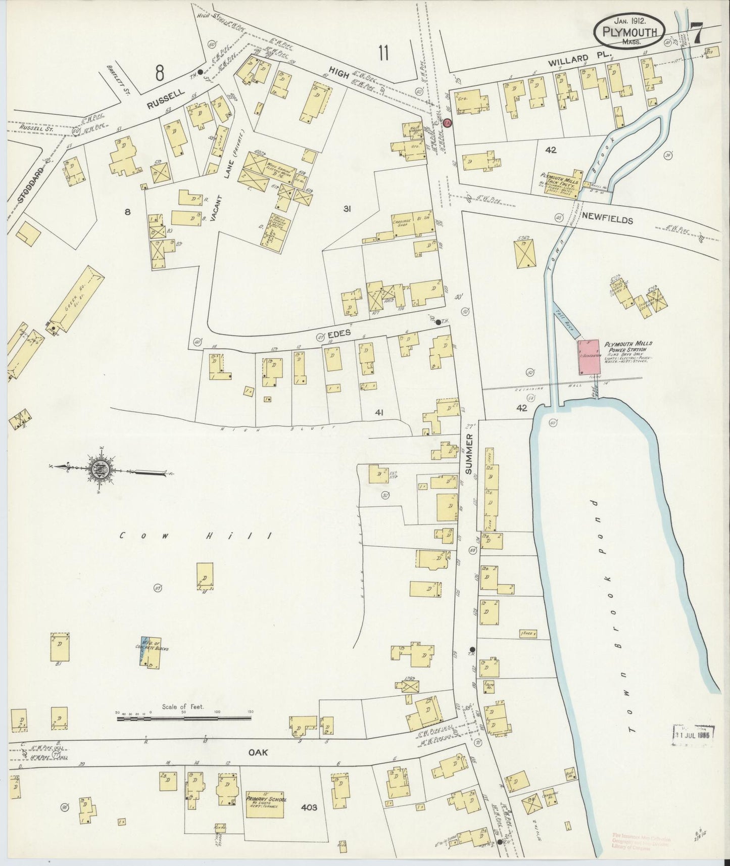 Sanborn Fire Insurance Map from Plymouth, Plymouth County, Massachusetts (1912), Sheet #0007 - Complete Map Set gallery image, historic Sanborn map, vintage wall art, Massachusetts Massachusetts