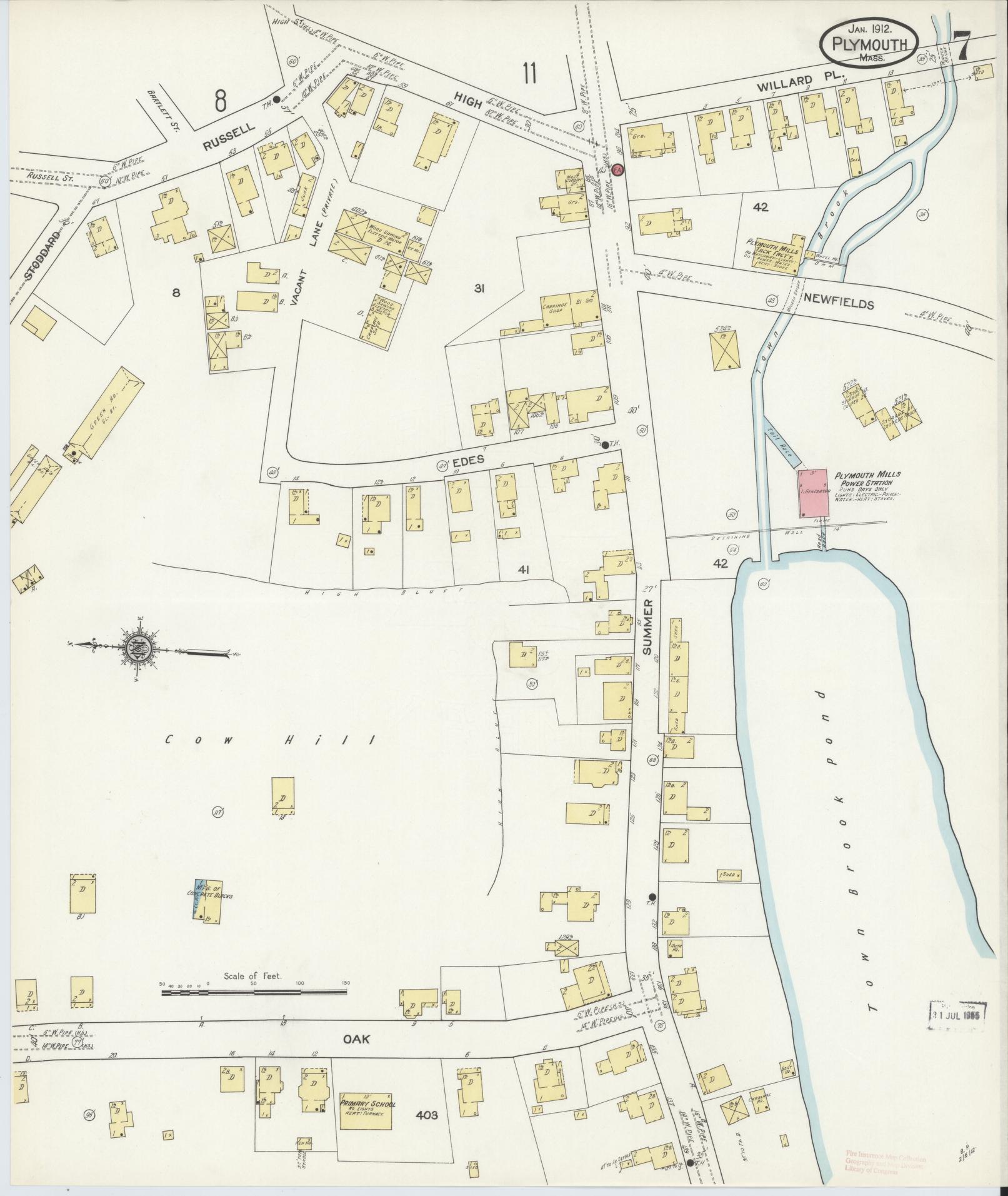 Sanborn Fire Insurance Map from Plymouth, Plymouth County, Massachusetts (1912), Sheet #0007 - Complete Map Set gallery image, historic Sanborn map, vintage wall art, Massachusetts Massachusetts