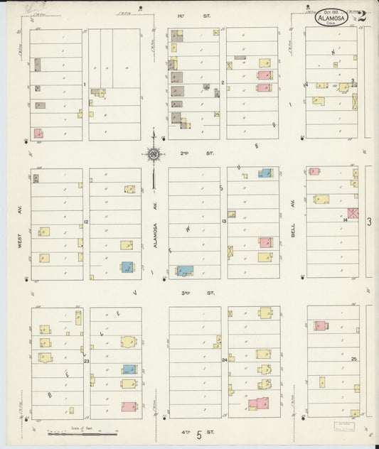 Sanborn Fire Insurance Map from Alamosa, Alamosa County, Colorado (1912), Sheet #0002 - Historic Sanborn Fire Insurance Map Print, vintage old map wall art, antique decor, genealogy gift, Colorado Colorado map