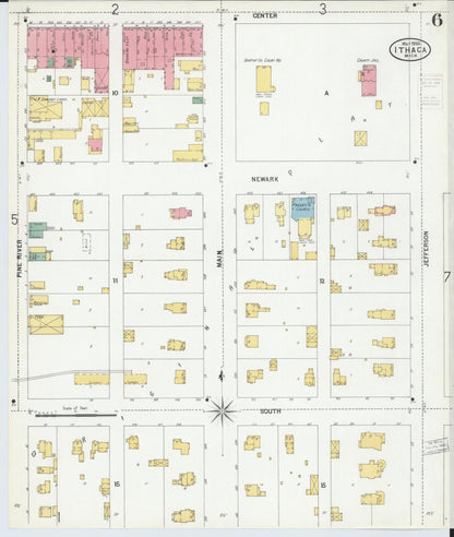 Sanborn Fire Insurance Map from Ithaca, Gratiot County, Michigan (1900), Sheet #0006 - Complete Map Set gallery image, historic Sanborn map, vintage wall art, Michigan Michigan