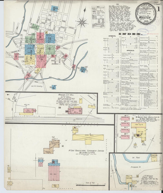 Sanborn Fire Insurance Map from Wooster, Wayne County, Ohio (1898), Sheet #0001 - Complete Map Set gallery image, historic Sanborn map, vintage wall art, Ohio Ohio