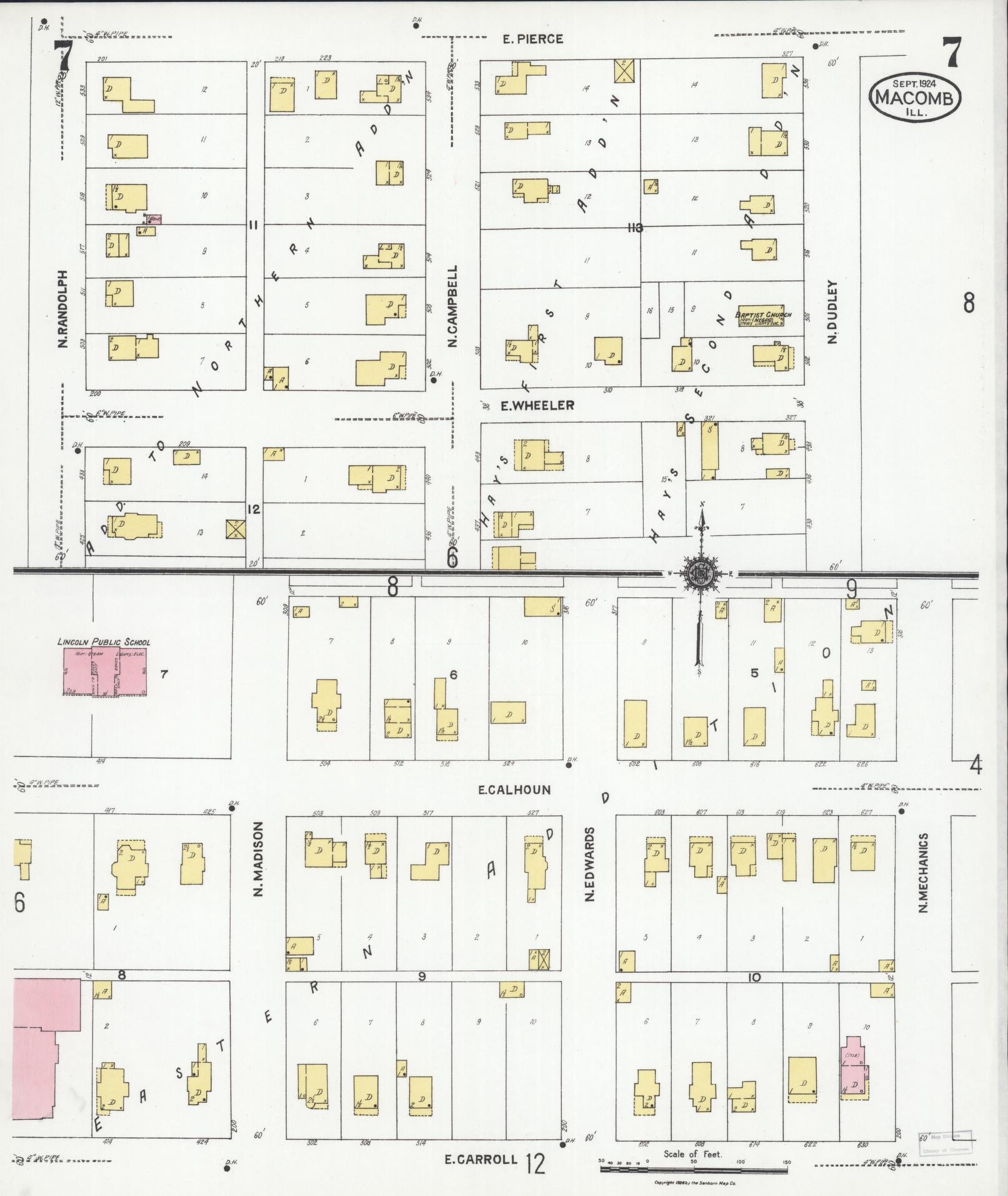 Sanborn Fire Insurance Map from Macomb, Mcdonough County, Illinois (1924), Sheet #0007 - Historic Sanborn Fire Insurance Map Print, vintage old map wall art, antique decor, genealogy gift, Illinois Illinois map