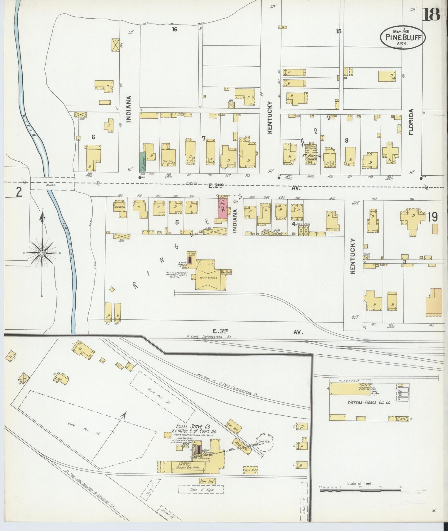 Sanborn Fire Insurance Map from Pine Bluff, Jefferson County, Arkansas (1901), Sheet #0018 - Complete Map Set gallery image, historic Sanborn map, vintage wall art, Arkansas Arkansas