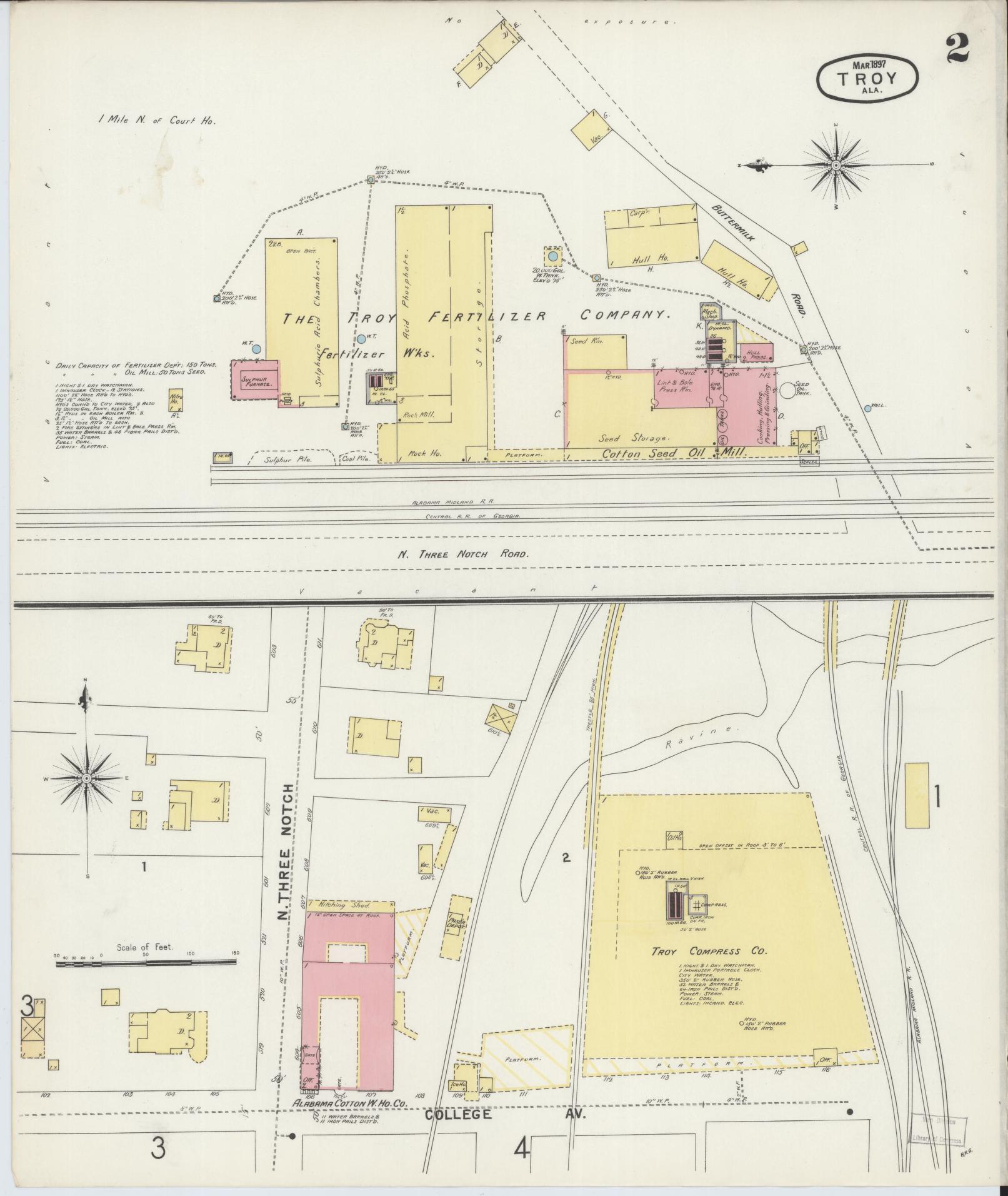 Sanborn Fire Insurance Map from Troy, Pike County, Alabama (1897), Sheet #0002 - Complete Map Set gallery image, historic Sanborn map, vintage wall art, Alabama Alabama