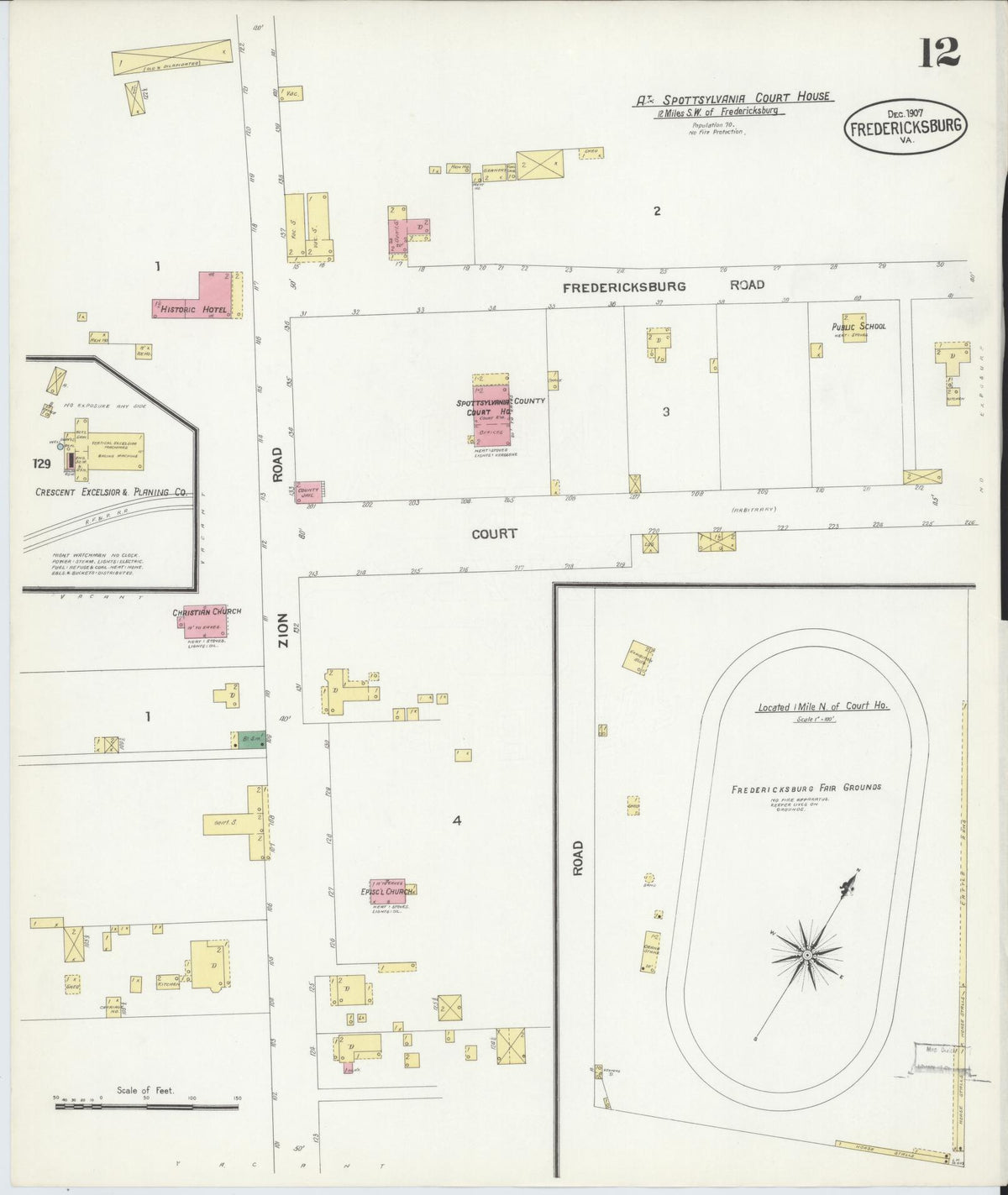 Sanborn Fire Insurance Map from Fredericksburg, Independent Cities, Virginia (1907), Sheet #0012 - Complete Map Set gallery image, historic Sanborn map, vintage wall art, Virginia Virginia