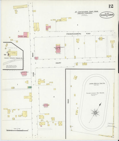 Sanborn Fire Insurance Map from Fredericksburg, Independent Cities, Virginia (1907), Sheet #0012 - Complete Map Set gallery image, historic Sanborn map, vintage wall art, Virginia Virginia