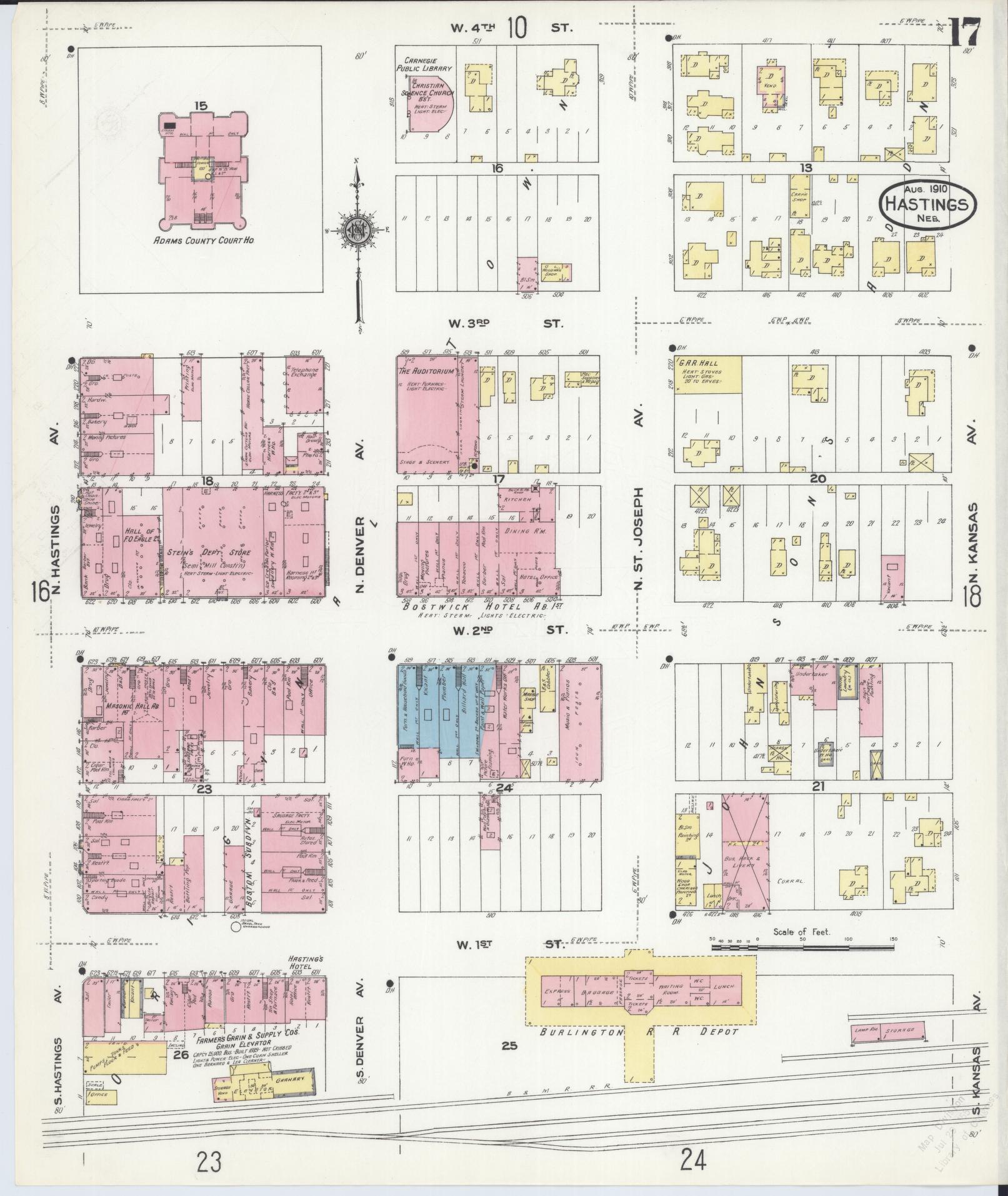 Sanborn Fire Insurance Map from Hastings, Adams County, Nebraska (1910), Sheet #0017 - Complete Map Set gallery image, historic Sanborn map, vintage wall art, Nebraska Nebraska