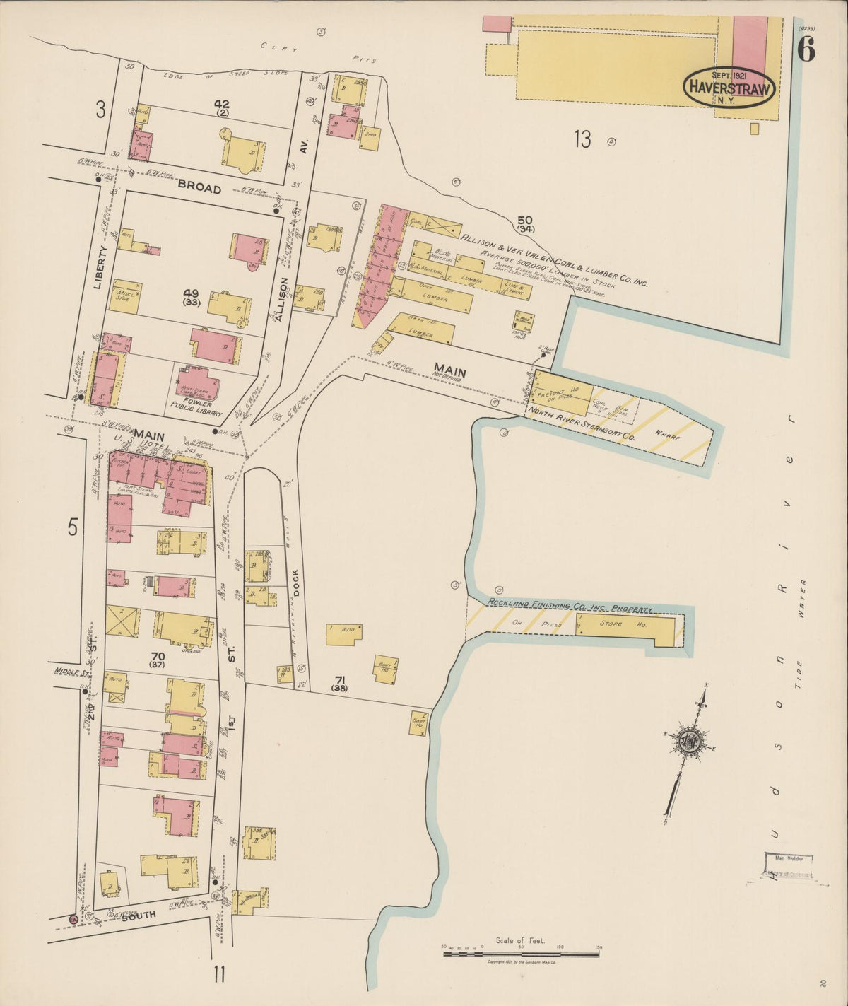 Sanborn Fire Insurance Map from Haverstraw, Rockland County, New York (1921), Sheet #0006 - Complete Map Set gallery image, historic Sanborn map, vintage wall art, New York New York