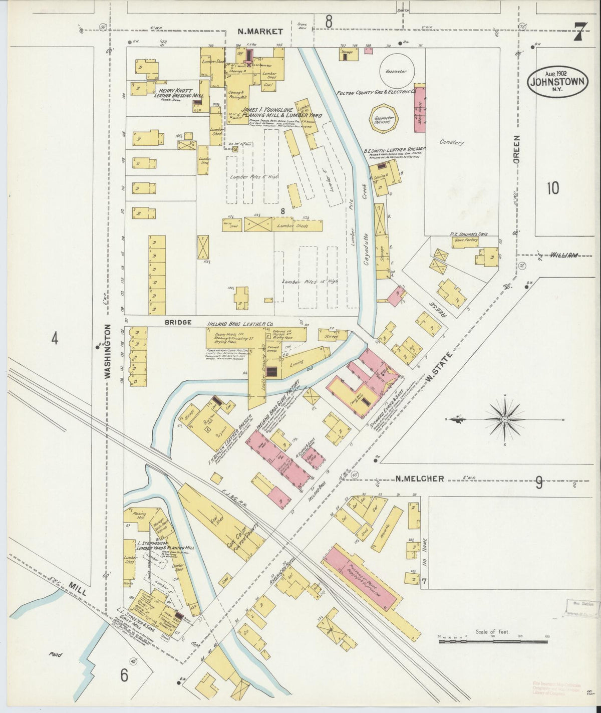 Sanborn Fire Insurance Map from Johnstown, Fulton County, New York (1902), Sheet #0007 - Complete Map Set gallery image, historic Sanborn map, vintage wall art, New York New York
