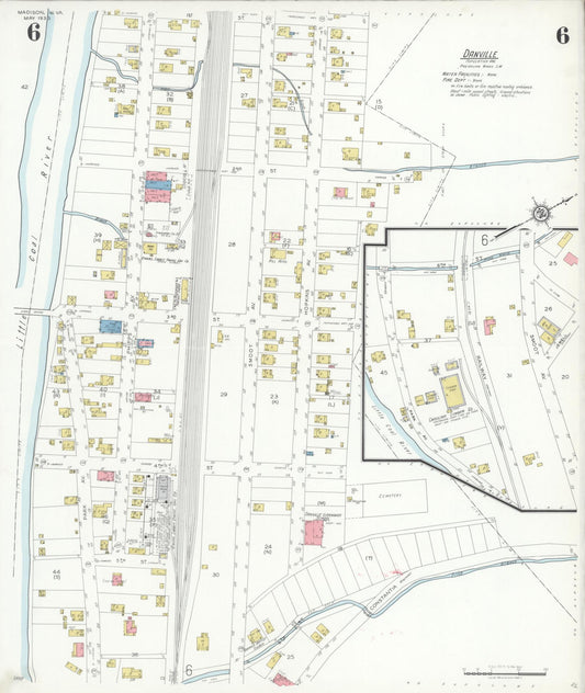 Sanborn Fire Insurance Map from Madison, Boone County, West Virginia (1933), Sheet #0006 - Historic Sanborn Fire Insurance Map Print, vintage old map wall art, antique decor, genealogy gift, West Virginia West Virginia map