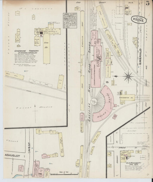 Sanborn Fire Insurance Map from Keene, Cheshire County, New Hampshire (1884), Sheet #0005 - Historic Sanborn Fire Insurance Map Print, vintage old map wall art, antique decor, genealogy gift, New Hampshire New Hampshire map