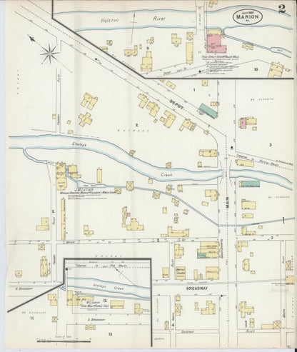Sanborn Fire Insurance Map from Marion, Smyth County, Virginia (1897), Sheet #0002 - Complete Map Set gallery image, historic Sanborn map, vintage wall art, Virginia Virginia