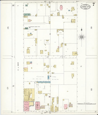 Sanborn Fire Insurance Map from Logan, Cache County, Utah (1900), Sheet #0007 - Complete Map Set gallery image, historic Sanborn map, vintage wall art, Utah Utah
