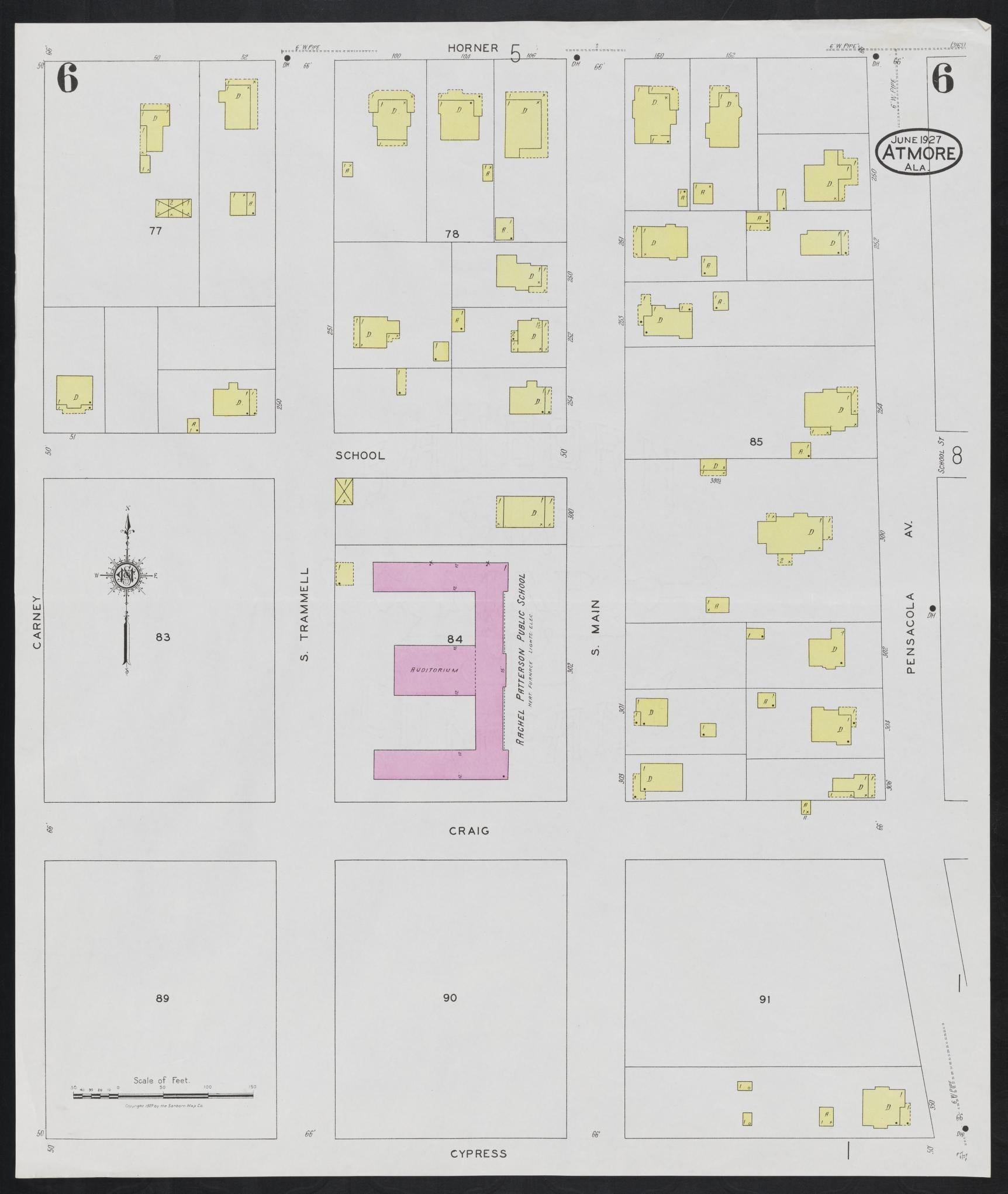 Sanborn Fire Insurance Map from Atmore, Escambia County, Alabama (1927), Sheet #0006 - Complete Map Set gallery image, historic Sanborn map, vintage wall art, Alabama Alabama