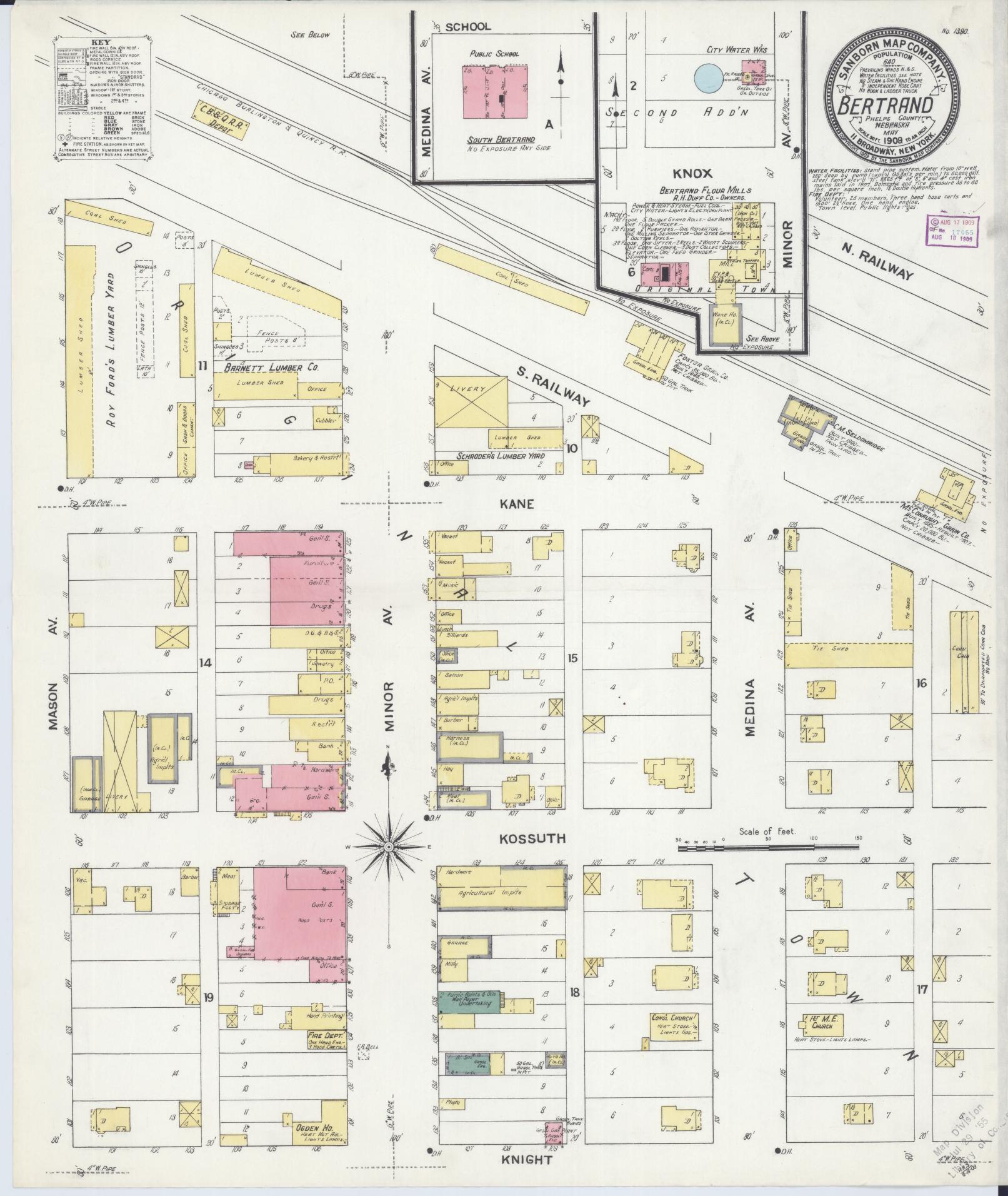 Sanborn Fire Insurance Map from Bertran, Phelps County, Nebraska (1909), Sheet #0001 - Historic Sanborn Fire Insurance Map Print, vintage old map wall art, antique decor, genealogy gift, Nebraska Nebraska map