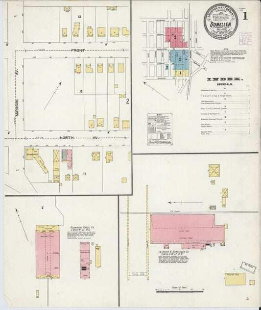 Sanborn Fire Insurance Map from Dunellen, Middlesex County, New Jersey (1905), Sheet #0001 - Complete Map Set gallery image, historic Sanborn map, vintage wall art, New Jersey New Jersey