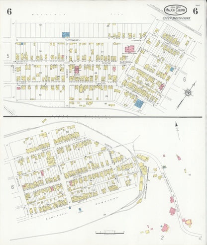 Sanborn Fire Insurance Map from Mauch Chunk, Carbon County, Pennsylvania (1930), Sheet #0006 - Historic Sanborn Fire Insurance Map Print, vintage old map wall art, antique decor, genealogy gift, Pennsylvania Pennsylvania map
