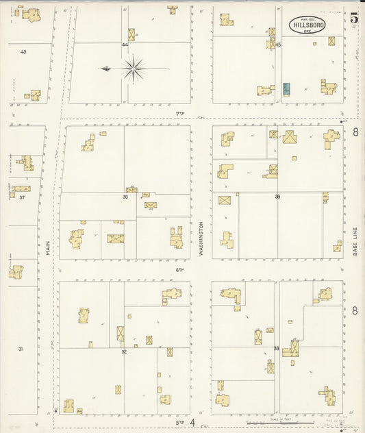 Sanborn Fire Insurance Map from Hillsboro, Washington County, Oregon (1902), Sheet #0005 - Historic Sanborn Fire Insurance Map Print, vintage old map wall art, antique decor, genealogy gift, Oregon Oregon map