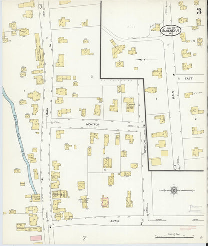 Sanborn Fire Insurance Map from Schenevus, Otsego County, New York (1910), Sheet #0003 - Historic Sanborn Fire Insurance Map Print, vintage old map wall art, antique decor, genealogy gift, New York New York map