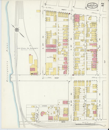 Sanborn Fire Insurance Map from Homestead, Allegheny County, Pennsylvania (1913), Sheet #0002 - Complete Map Set gallery image, historic Sanborn map, vintage wall art, Pennsylvania Pennsylvania