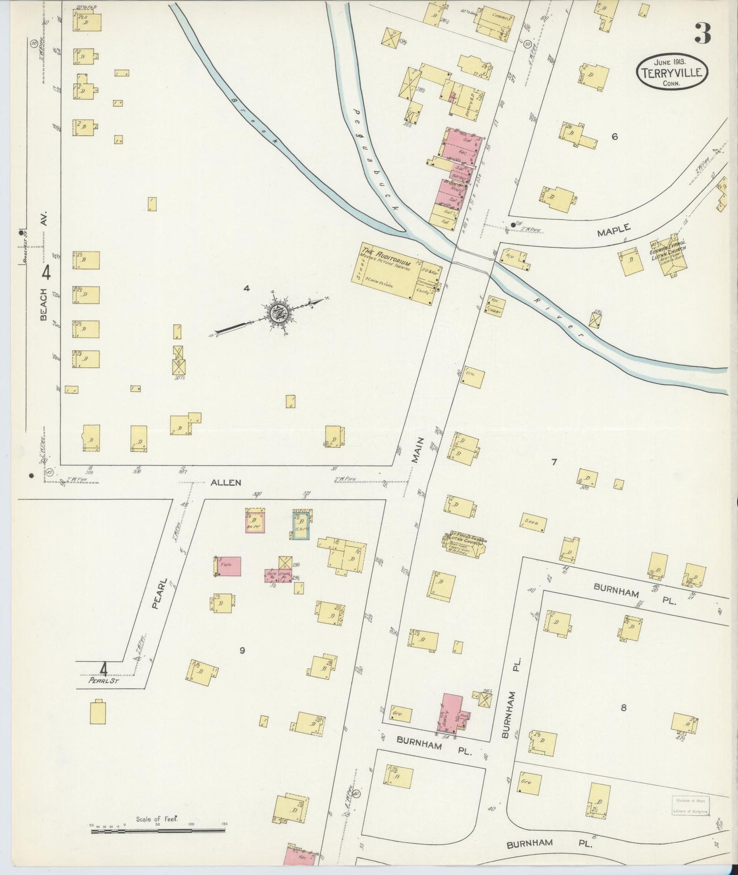 Sanborn Fire Insurance Map from Terryville, Litchfield County, Connecticut (1913), Sheet #0003 - Complete Map Set gallery image, historic Sanborn map, vintage wall art, Connecticut Connecticut