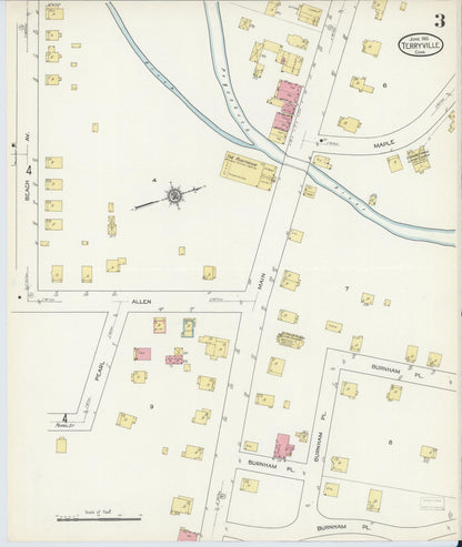 Sanborn Fire Insurance Map from Terryville, Litchfield County, Connecticut (1913), Sheet #0003 - Complete Map Set gallery image, historic Sanborn map, vintage wall art, Connecticut Connecticut