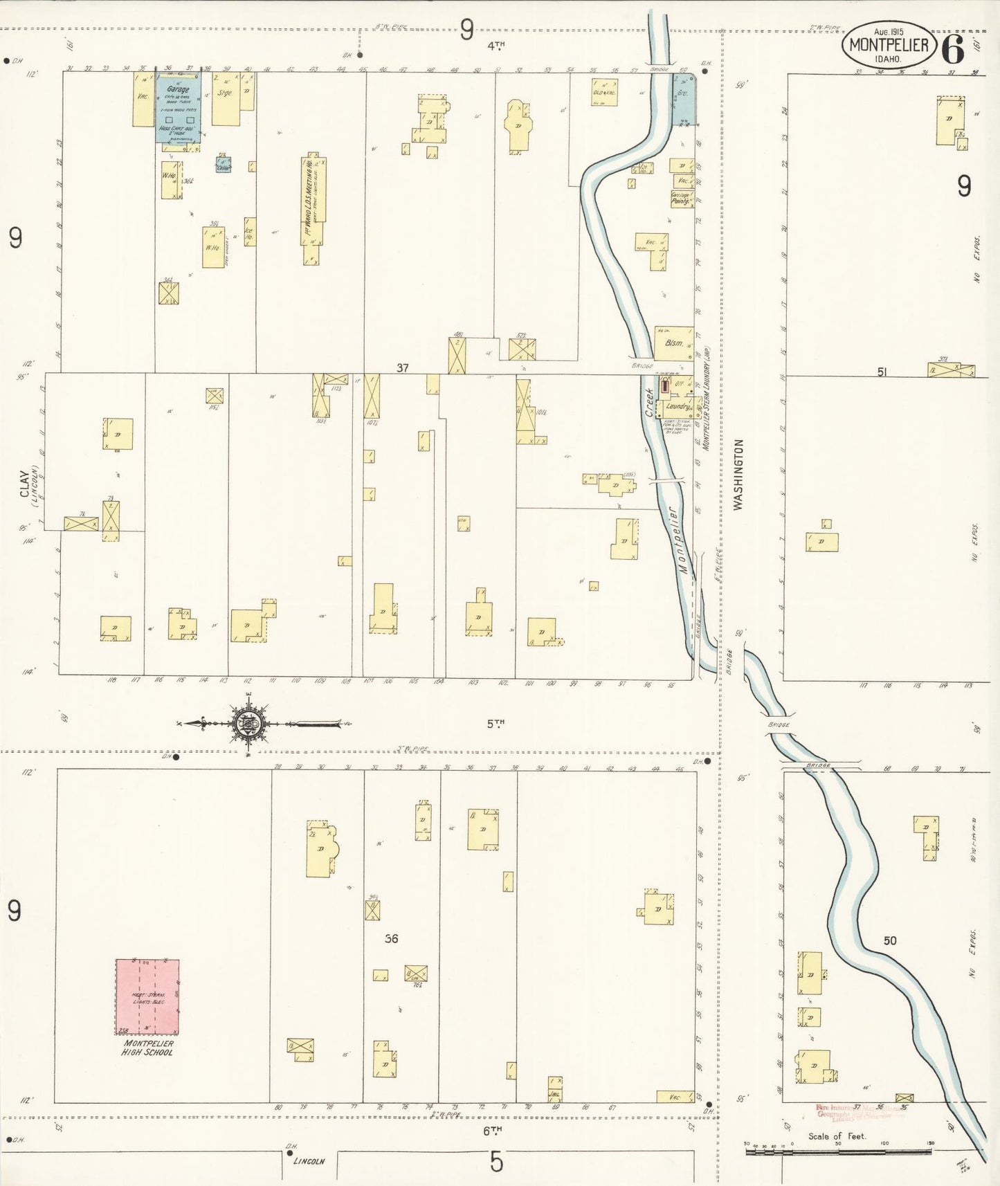 Sanborn Fire Insurance Map from Montpelier, Bear Lake County, Idaho (1915), Sheet #0006 - Complete Map Set gallery image, historic Sanborn map, vintage wall art, Idaho Idaho