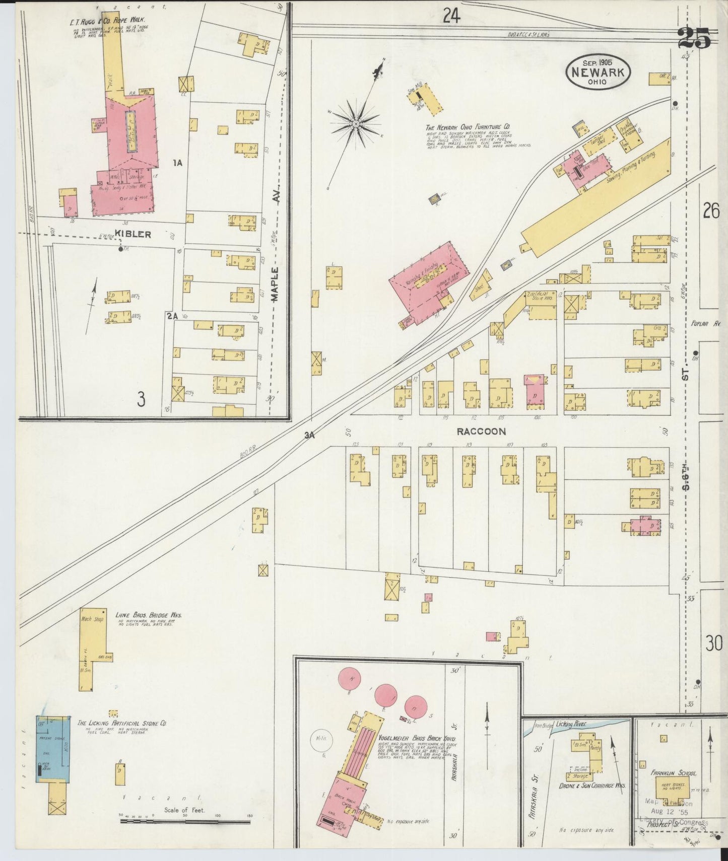 Sanborn Fire Insurance Map from Newark, Licking County, Ohio (1905), Sheet #0025 - Complete Map Set gallery image, historic Sanborn map, vintage wall art, Ohio Ohio