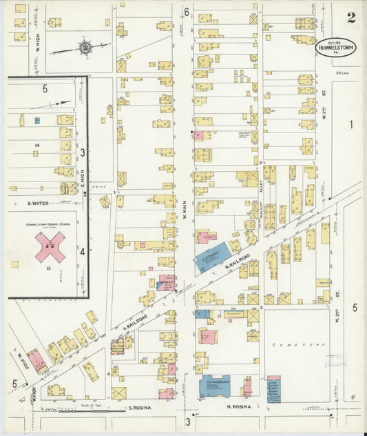 Sanborn Fire Insurance Map from Hummelstown, Dauphin County, Pennsylvania (1911), Sheet #0002 - Historic Sanborn Fire Insurance Map Print, vintage old map wall art, antique decor, genealogy gift, Pennsylvania Pennsylvania map