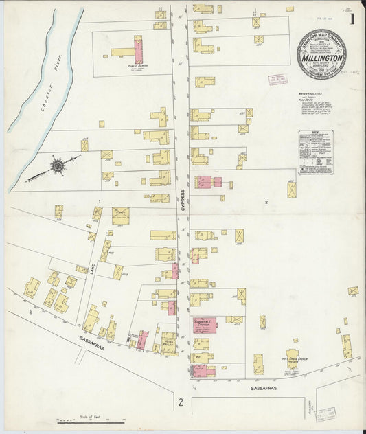 Sanborn Fire Insurance Map from Millington, Kent County, Maryland (1911), Sheet #0001 - Historic Sanborn Fire Insurance Map Print, vintage old map wall art, antique decor, genealogy gift, Maryland Maryland map