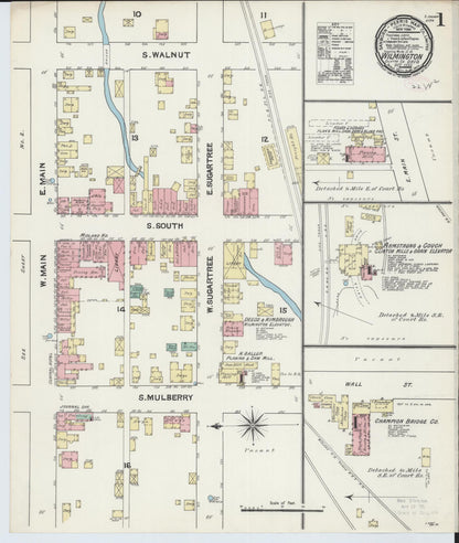 Sanborn Fire Insurance Map from Wilmington, Clinton County, Ohio (1890), Sheet #0001 - Complete Map Set gallery image, historic Sanborn map, vintage wall art, Ohio Ohio