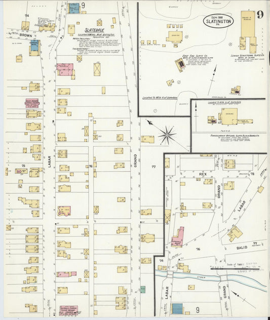 Sanborn Fire Insurance Map from Slatington, Lehigh County, Pennsylvania (1908), Sheet #0009 - Historic Sanborn Fire Insurance Map Print, vintage old map wall art, antique decor, genealogy gift, Pennsylvania Pennsylvania map