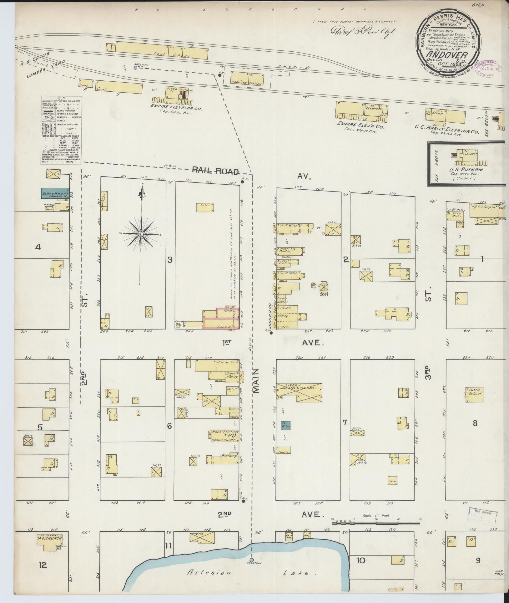 Sanborn Fire Insurance Map from Andover, Day County, South Dakota (1893), Sheet #0001 - Historic Sanborn Fire Insurance Map Print, vintage old map wall art, antique decor, genealogy gift, South Dakota South Dakota map