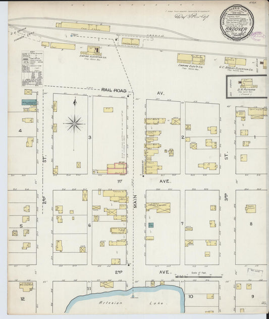 Sanborn Fire Insurance Map from Andover, Day County, South Dakota (1893), Sheet #0001 - Historic Sanborn Fire Insurance Map Print, vintage old map wall art, antique decor, genealogy gift, South Dakota South Dakota map