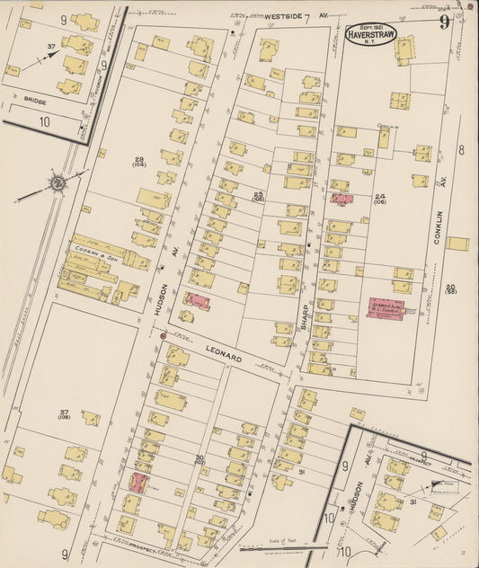 Sanborn Fire Insurance Map from Haverstraw, Rockland County, New York (1921), Sheet #0009 - Historic Sanborn Fire Insurance Map Print, vintage old map wall art, antique decor, genealogy gift, New York New York map