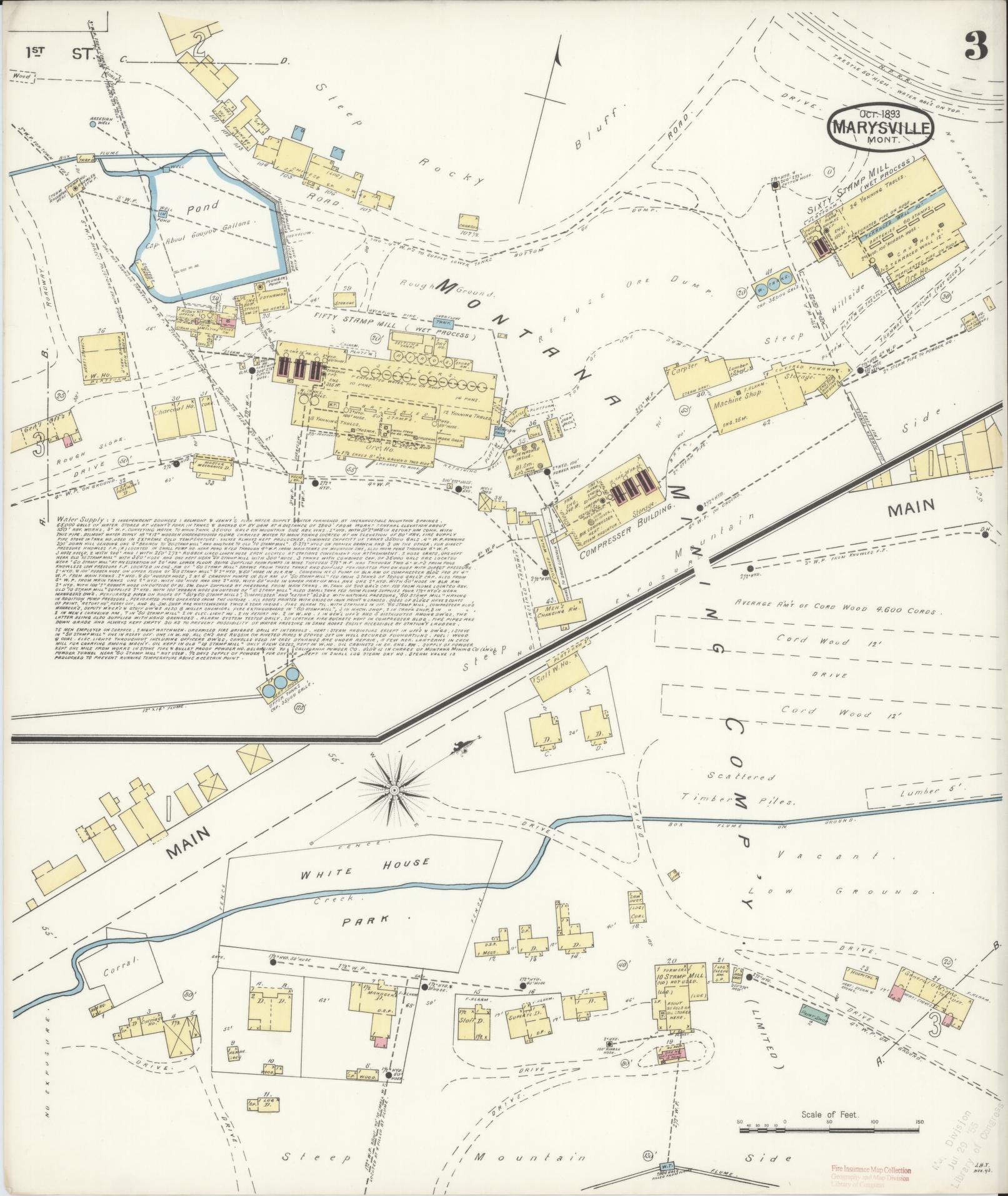 Sanborn Fire Insurance Map from Marysville, Lewis And Clark County, Montana (1893), Sheet #0003 - Complete Map Set gallery image, historic Sanborn map, vintage wall art, Montana Montana