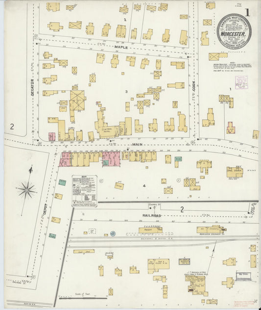 Sanborn Fire Insurance Map from Worcester, Otsego County, New York (1905), Sheet #0001 - Complete Map Set gallery image, historic Sanborn map, vintage wall art, New York New York