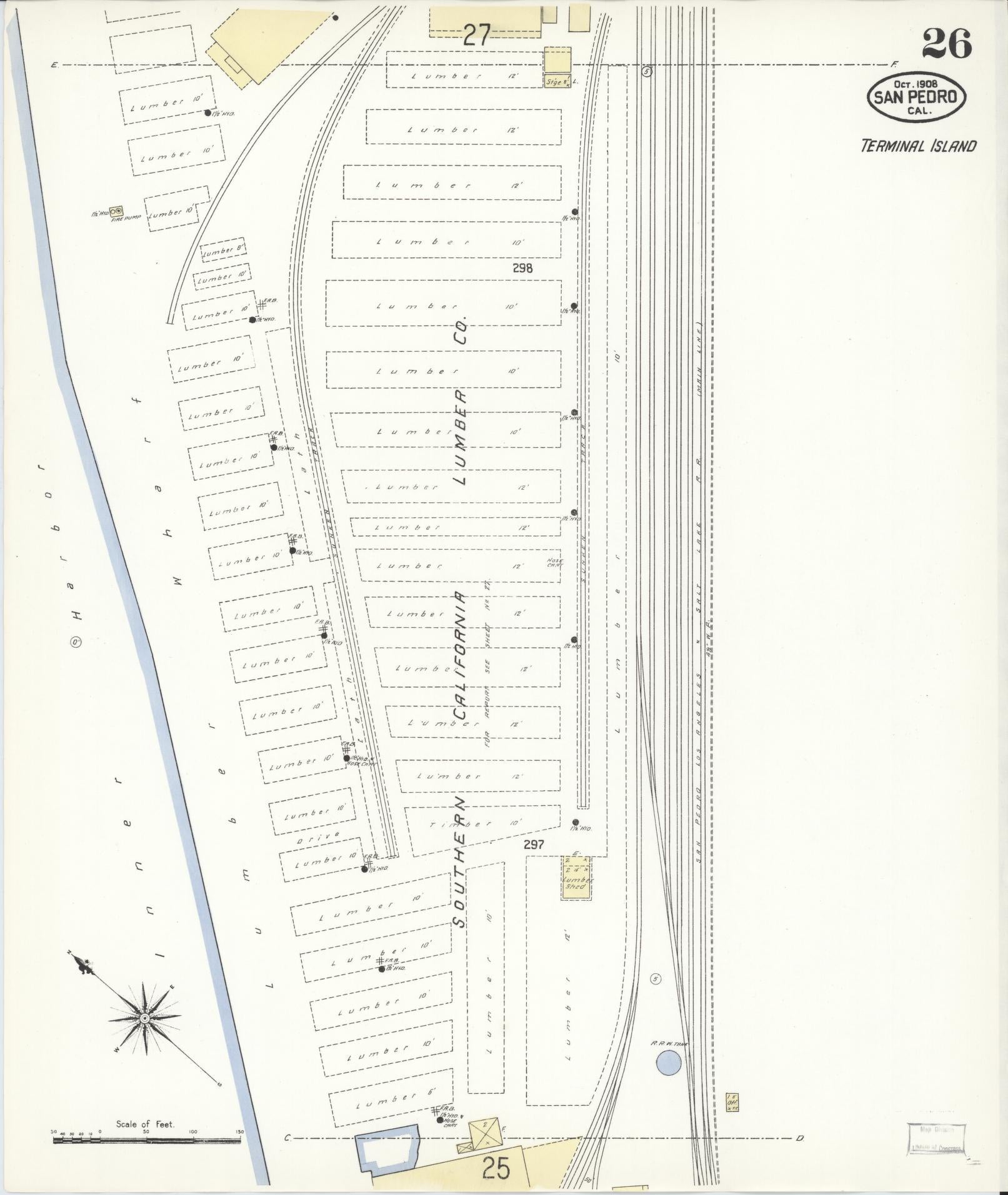 Sanborn Fire Insurance Map from San Pedro, Los Angeles County, California (1908), Sheet #0026 - Complete Map Set gallery image, historic Sanborn map, vintage wall art, California California