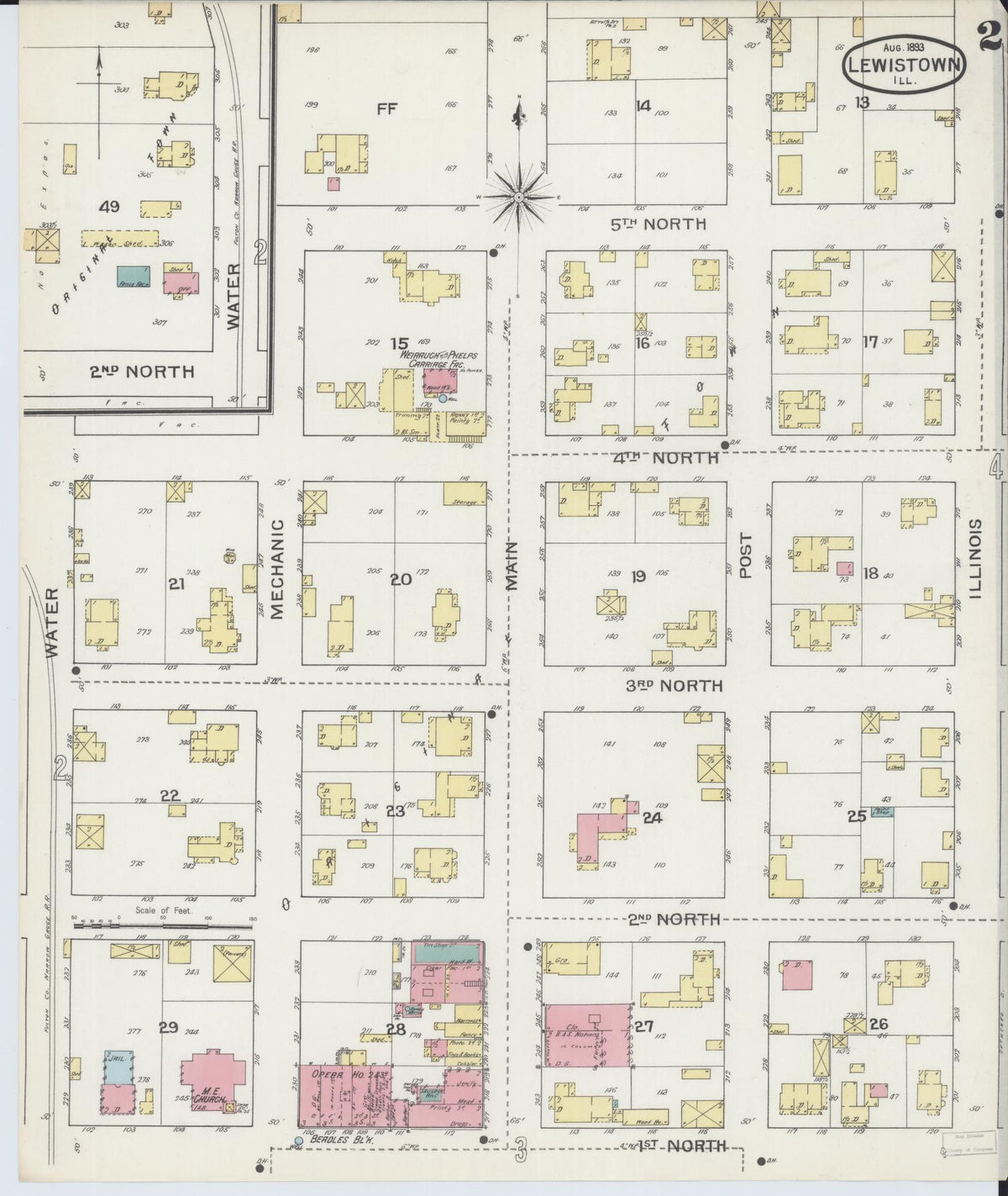 Sanborn Fire Insurance Map from Lewistown, Fulton County, Illinois (1893), Sheet #0002 - Complete Map Set gallery image, historic Sanborn map, vintage wall art, Illinois Illinois