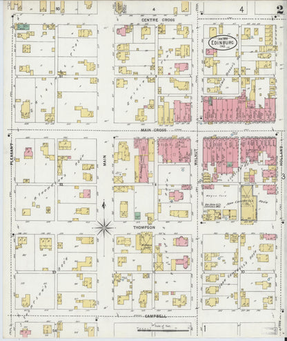 Sanborn Fire Insurance Map from Edinburg, Johnson And Bartholomew Counties, Indiana (1899), Sheet #0002 - Historic Sanborn Fire Insurance Map Print, vintage old map wall art, antique decor, genealogy gift, Indiana Indiana map