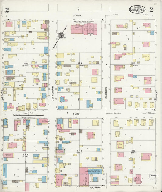 Sanborn Fire Insurance Map from Eagle Pass, Maverick County, Texas (1924), Sheet #0002 - Historic Sanborn Fire Insurance Map Print, vintage old map wall art, antique decor, genealogy gift, Texas Texas map