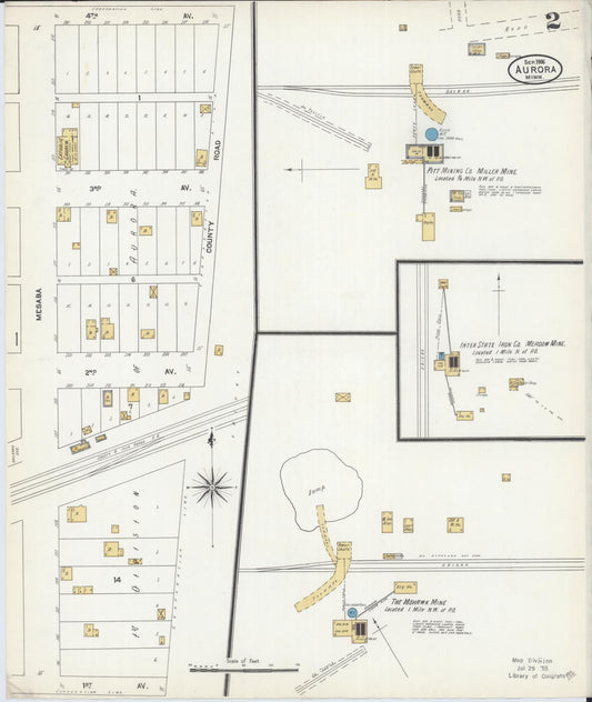 Sanborn Fire Insurance Map from Aurora, Saint Louis County, Minnesota (1906), Sheet #0002 - Historic Sanborn Fire Insurance Map Print, vintage old map wall art, antique decor, genealogy gift, Minnesota Minnesota map