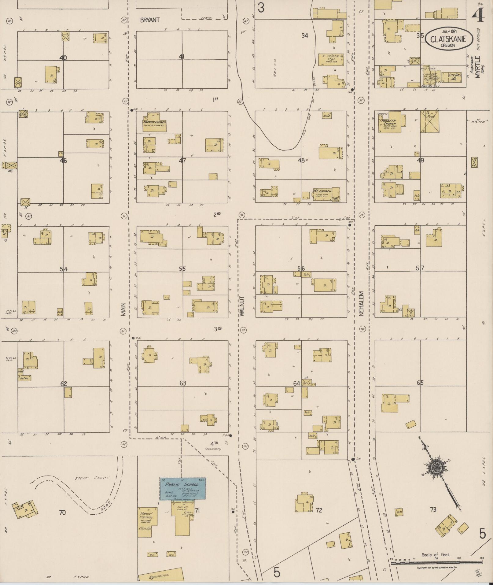 Sanborn Fire Insurance Map from Clatskanie, Columbia County, Oregon (1921), Sheet #0004 - Complete Map Set gallery image, historic Sanborn map, vintage wall art, Oregon Oregon
