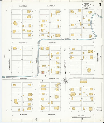 Sanborn Fire Insurance Map from Iola, Allen County, Kansas (1899), Sheet #0003 - Complete Map Set gallery image, historic Sanborn map, vintage wall art, Kansas Kansas