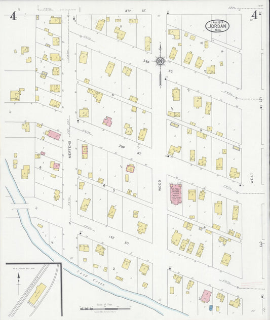 Sanborn Fire Insurance Map from Jordan, Scott County, Minnesota (1928), Sheet #0004 - Historic Sanborn Fire Insurance Map Print, vintage old map wall art, antique decor, genealogy gift, Minnesota Minnesota map