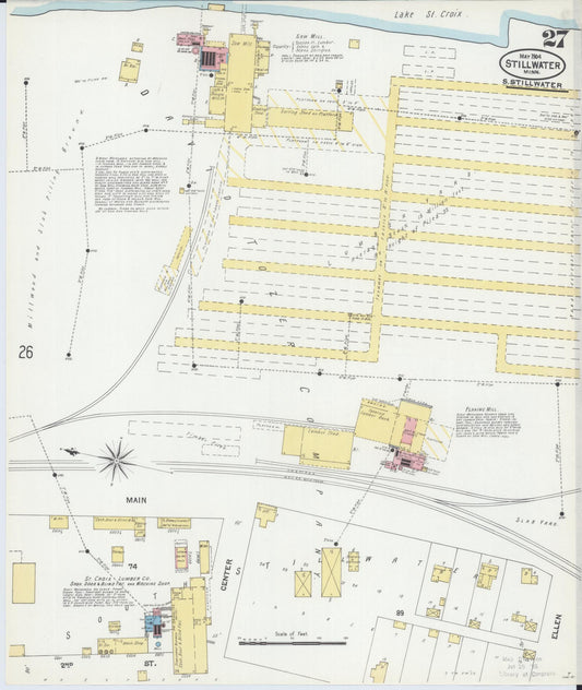 Sanborn Fire Insurance Map from Stillwater, Washington County, Minnesota (1904), Sheet #0027 - Historic Sanborn Fire Insurance Map Print, vintage old map wall art, antique decor, genealogy gift, Minnesota Minnesota map