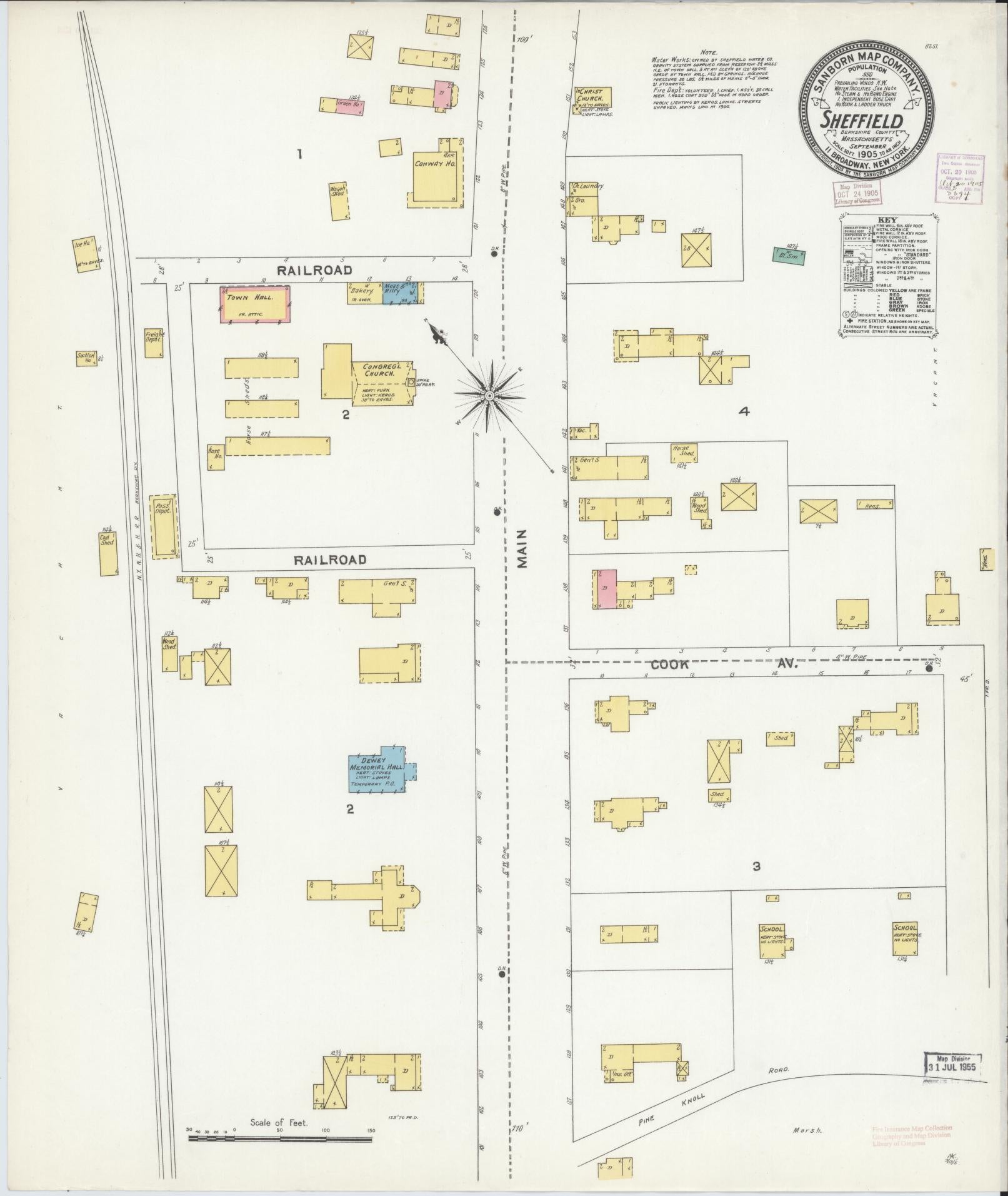 Sanborn Fire Insurance Map from Sheffield, Berkshire County, Massachusetts. (1905) – Historic Sanborn Fire Insurance Map Print