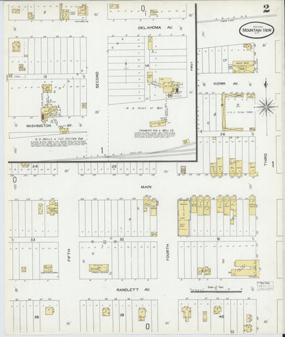 Sanborn Fire Insurance Map from Mountain View, Kiowa County, Oklahoma (1904), Sheet #0002 - Complete Map Set gallery image, historic Sanborn map, vintage wall art, Oklahoma Oklahoma