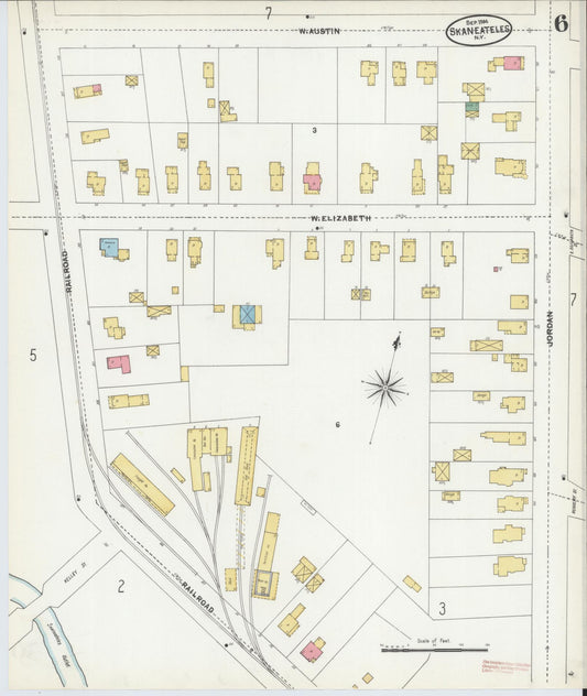 Sanborn Fire Insurance Map from Skaneateles, Onondaga County, New York (1904), Sheet #0006 - Historic Sanborn Fire Insurance Map Print, vintage old map wall art, antique decor, genealogy gift, New York New York map