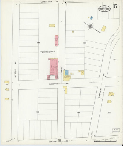 Sanborn Fire Insurance Map from Westfield, Union County, New Jersey (1916), Sheet #0017 - Complete Map Set gallery image, historic Sanborn map, vintage wall art, New Jersey New Jersey